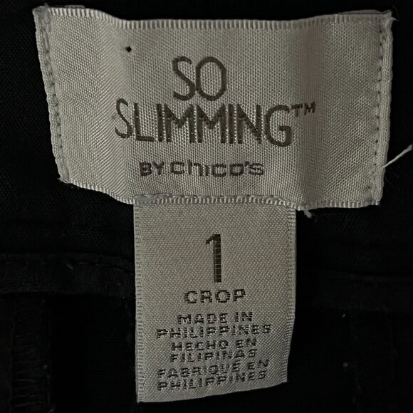 Chicos So Slimming Black Crop Pants Medium Stretch Chino Capris - Picture 9 of 10